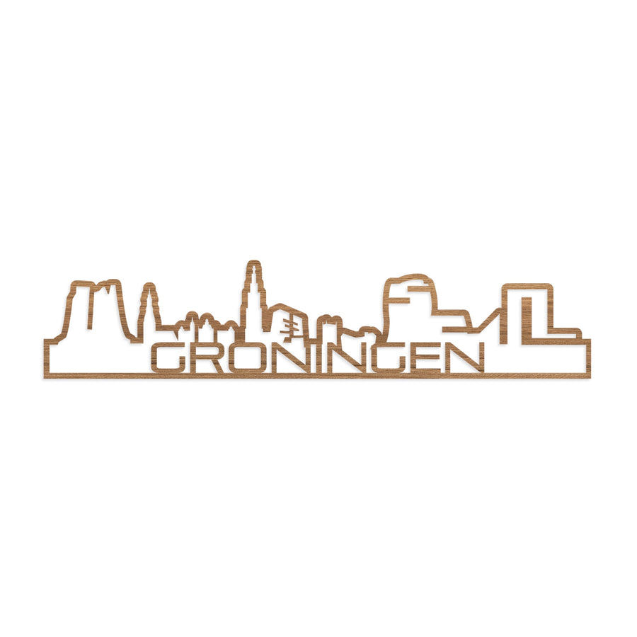Standing Skyline Shape Groningen Eiken houten cadeau decoratie relatiegeschenk van WoodWideCities
