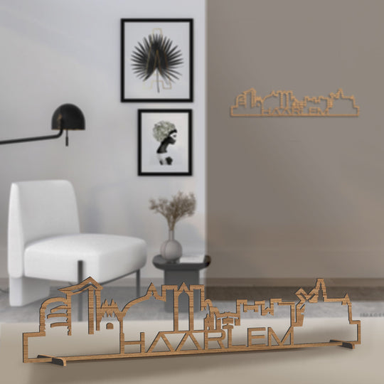 Standing Skyline Shape Haarlem Eiken houten cadeau decoratie relatiegeschenk van WoodWideCities