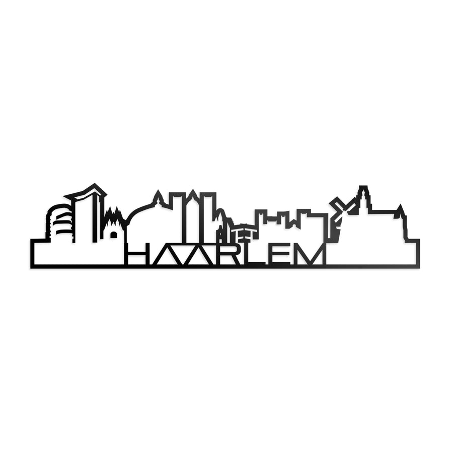 Standing Skyline Shape Haarlem Zwart glanzend gerecycled kunststof cadeau decoratie relatiegeschenk van WoodWideCities