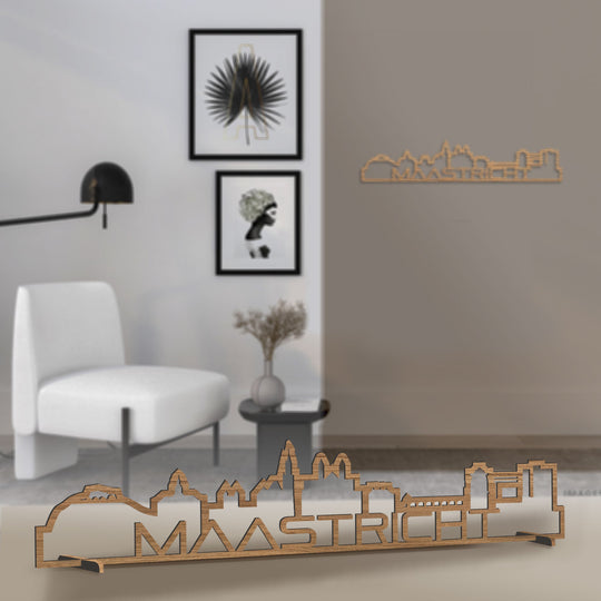 Standing Skyline Shape Maastricht Eiken houten cadeau decoratie relatiegeschenk van WoodWideCities