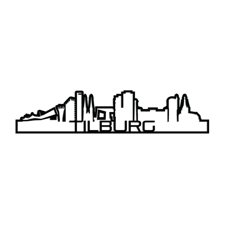 Standing Skyline Shape Tilburg Black houten cadeau decoratie relatiegeschenk van WoodWideCities
