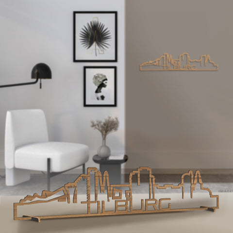 Standing Skyline Shape Tilburg Eiken houten cadeau decoratie relatiegeschenk van WoodWideCities
