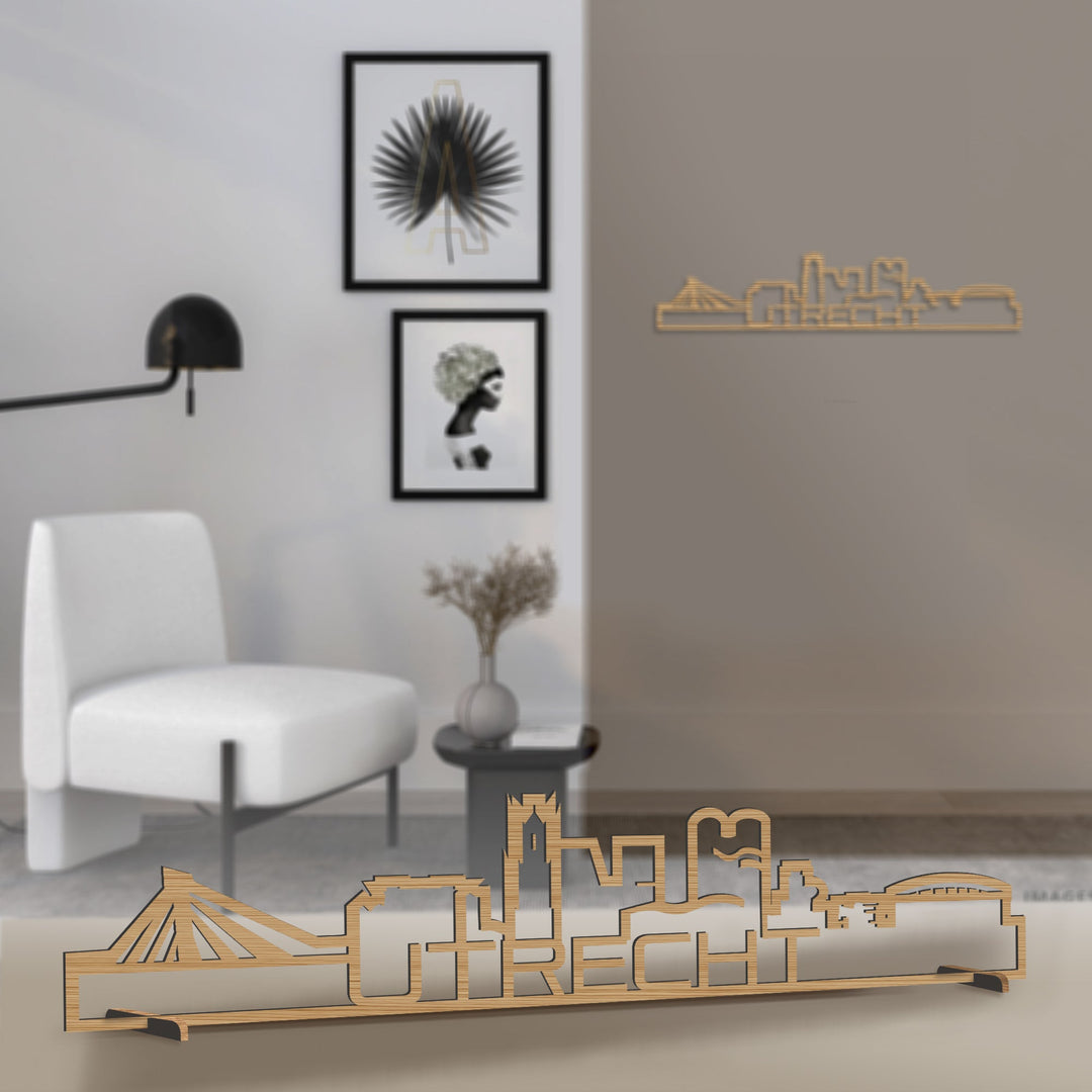Standing Skyline Shape Utrecht Bamboe houten cadeau decoratie relatiegeschenk van WoodWideCities