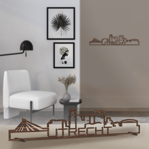 Standing Skyline Shape Utrecht Noten houten cadeau decoratie relatiegeschenk van WoodWideCities