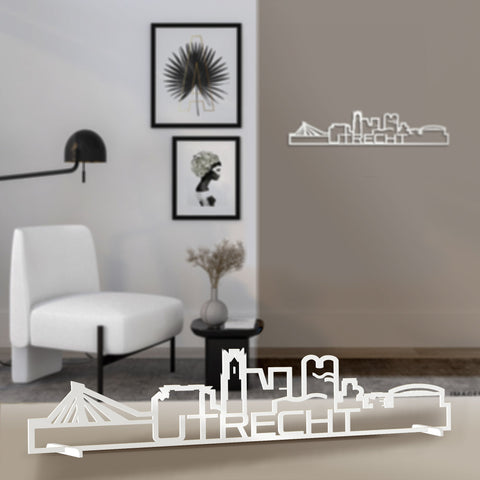 Standing Skyline Shape Utrecht Wit glanzend gerecycled kunststof cadeau decoratie relatiegeschenk van WoodWideCities