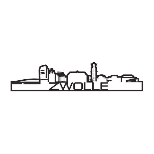 Standing Skyline Shape Zwolle Black houten cadeau decoratie relatiegeschenk van WoodWideCities