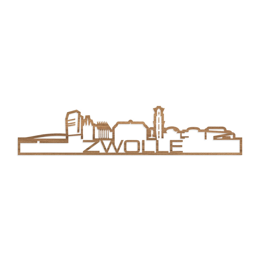 Standing Skyline Shape Zwolle Eiken houten cadeau decoratie relatiegeschenk van WoodWideCities