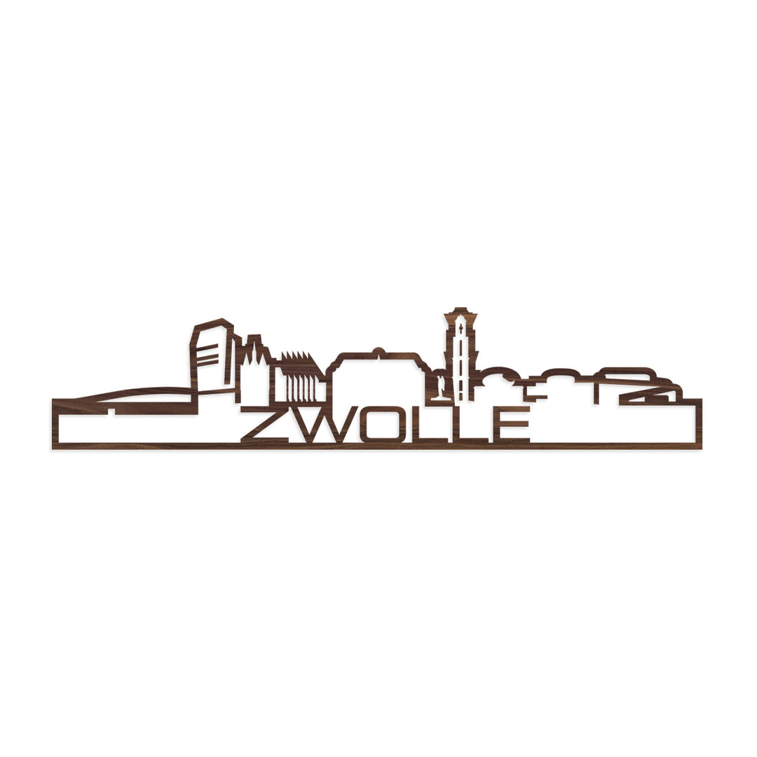 Standing Skyline Shape Zwolle Noten houten cadeau decoratie relatiegeschenk van WoodWideCities