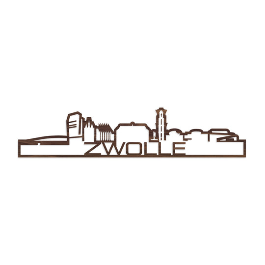 Standing Skyline Shape Zwolle Noten houten cadeau decoratie relatiegeschenk van WoodWideCities