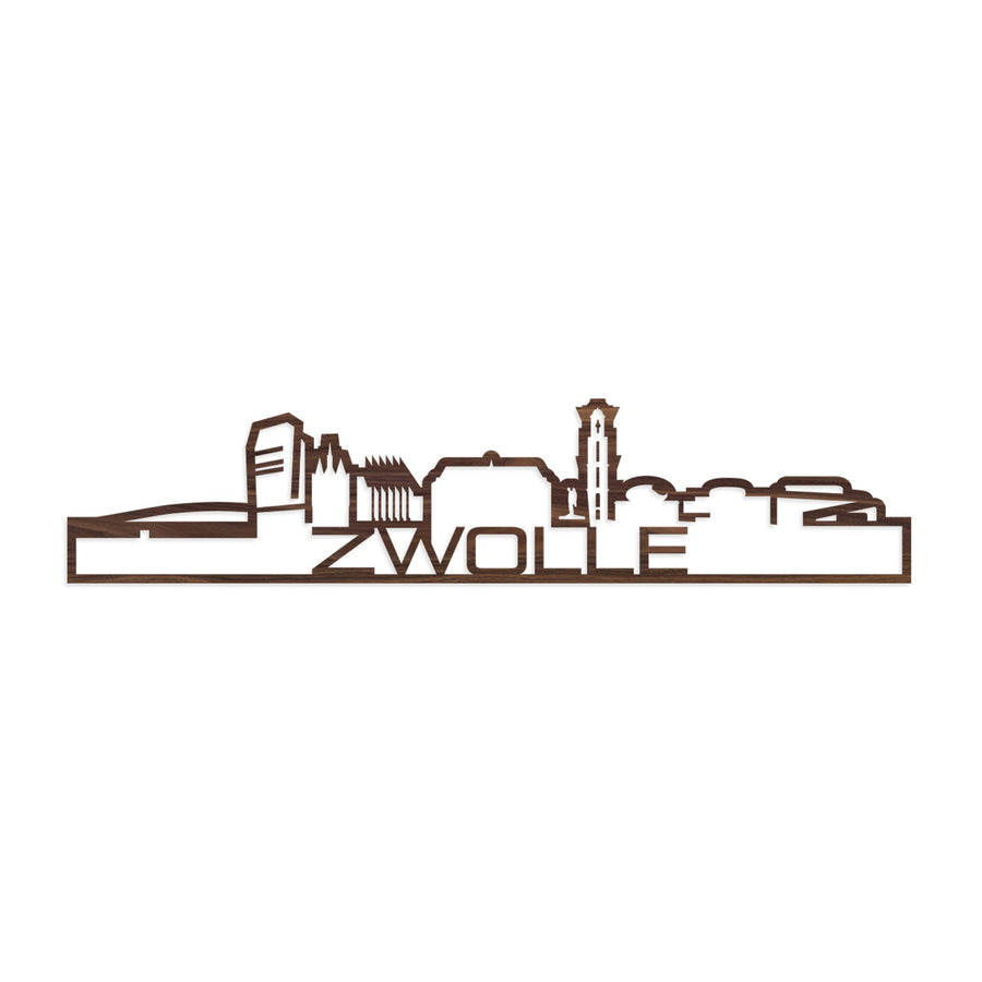 Standing Skyline Shape Zwolle Noten houten cadeau decoratie relatiegeschenk van WoodWideCities