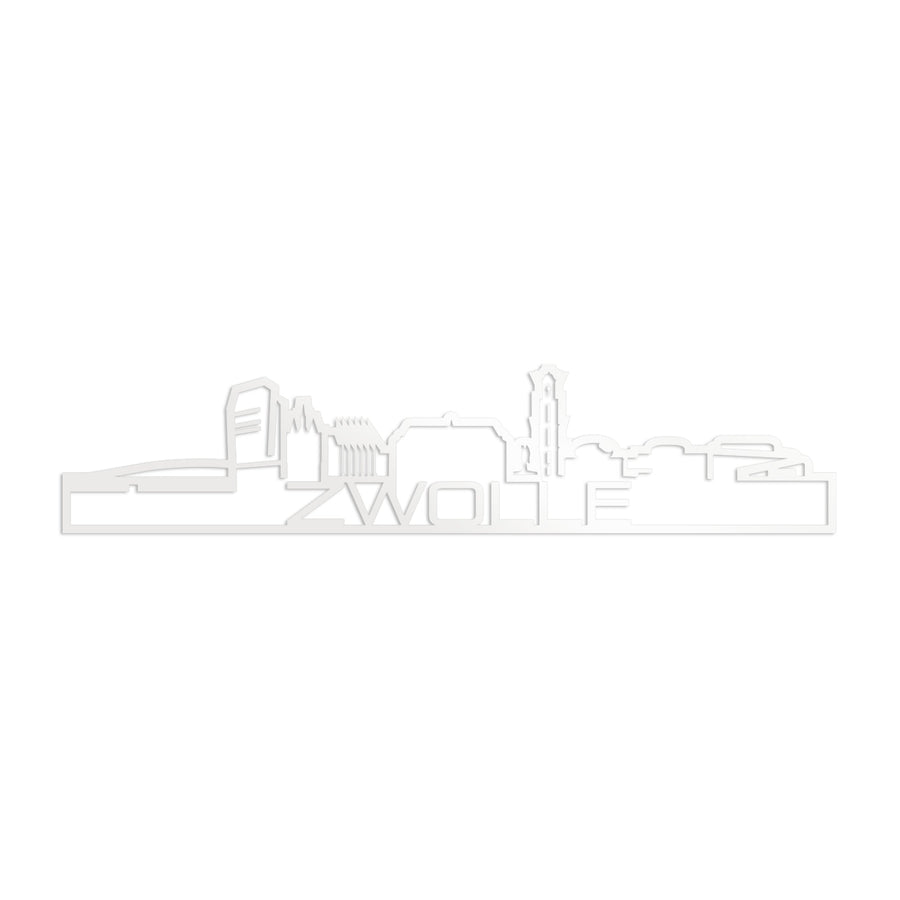 Standing Skyline Shape Zwolle Wit glanzend gerecycled kunststof cadeau decoratie relatiegeschenk van WoodWideCities