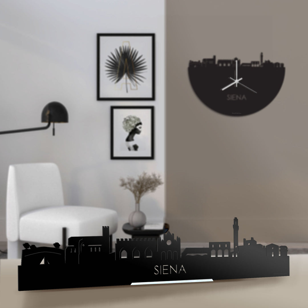 Standing Skyline Siena Zwart glanzend gerecycled kunststof cadeau decoratie relatiegeschenk van WoodWideCities