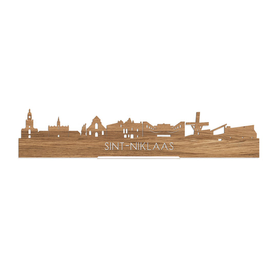 Standing Skyline Sint-Niklaas Eiken houten cadeau decoratie relatiegeschenk van WoodWideCities