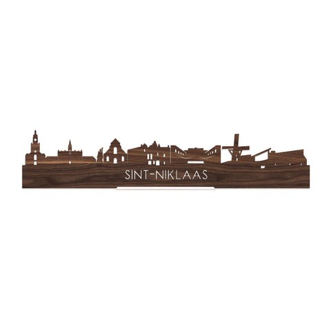 Standing Skyline Sint-Niklaas Noten houten cadeau decoratie relatiegeschenk van WoodWideCities