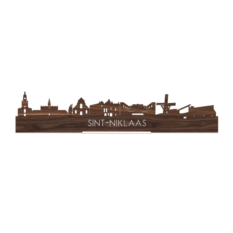 Standing Skyline Sint-Niklaas Noten houten cadeau decoratie relatiegeschenk van WoodWideCities