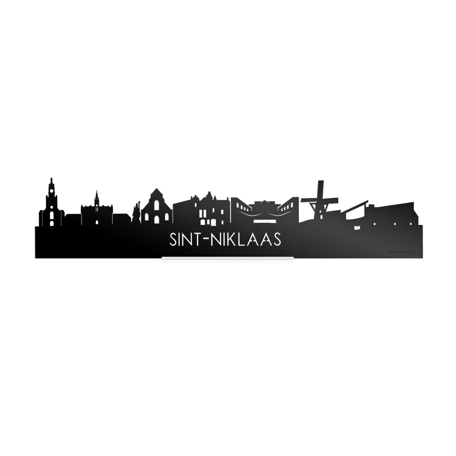 Standing Skyline Sint-Niklaas Zwart glanzend gerecycled kunststof cadeau decoratie relatiegeschenk van WoodWideCities
