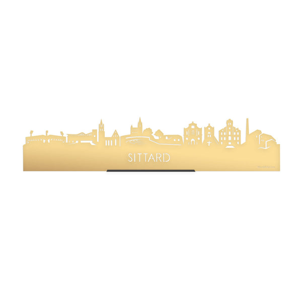 Standing Skyline Sittard Goud Metallic 40 cm houten cadeau decoratie relatiegeschenk van WoodWideCities