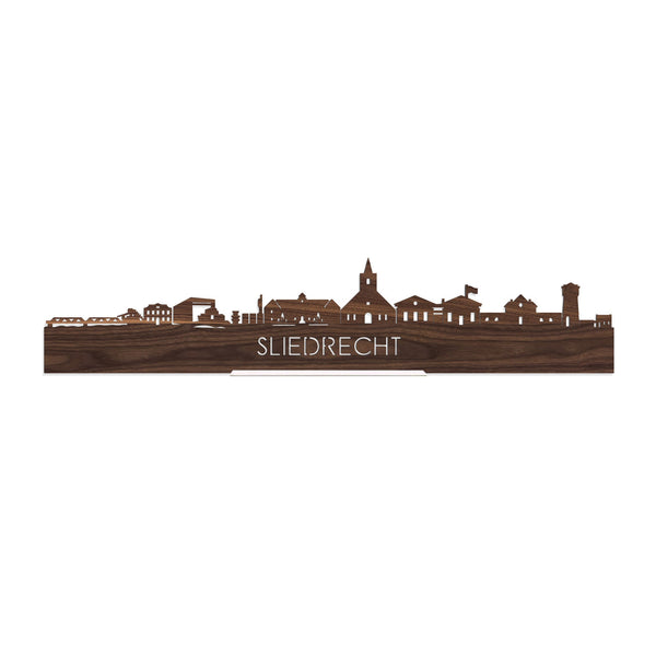 Standing Skyline Sliedrecht Noten houten cadeau decoratie relatiegeschenk van WoodWideCities