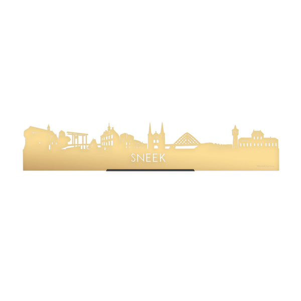 Standing Skyline Sneek Goud Metallic 40 cm houten cadeau decoratie relatiegeschenk van WoodWideCities