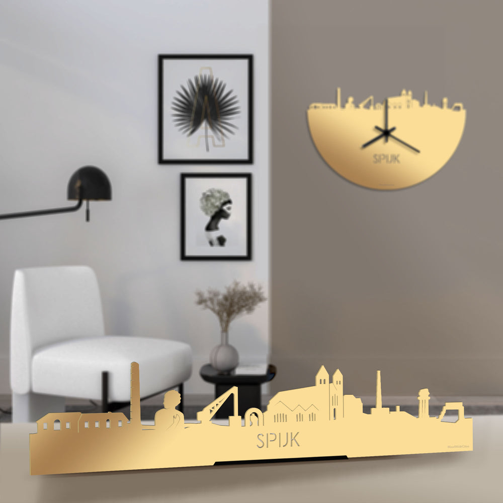 Standing Skyline Spijk-Zevenaar Metallic Goud gerecycled kunststof cadeau decoratie relatiegeschenk van WoodWideCities