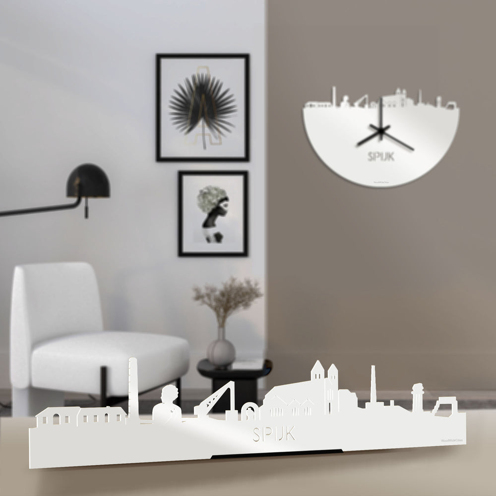 Standing Skyline Spijk-Zevenaar Wit glanzend gerecycled kunststof cadeau decoratie relatiegeschenk van WoodWideCities
