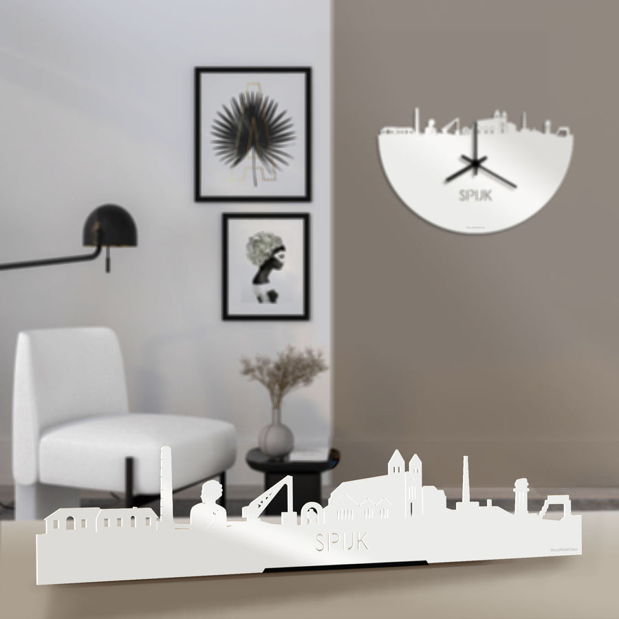 Standing Skyline Spijk-Zevenaar Wit glanzend gerecycled kunststof cadeau decoratie relatiegeschenk van WoodWideCities