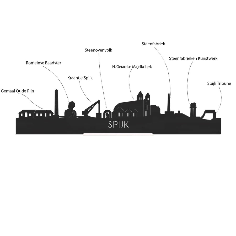 Standing Skyline Spijk-Zevenaar Zwart glanzend gerecycled kunststof cadeau decoratie relatiegeschenk van WoodWideCities