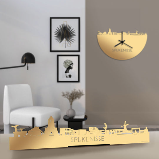 Standing Skyline Spijkenisse Metallic Goud gerecycled kunststof cadeau decoratie relatiegeschenk van WoodWideCities