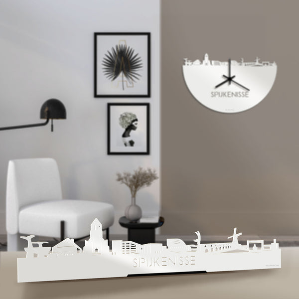 Standing Skyline Spijkenisse Wit glanzend gerecycled kunststof cadeau decoratie relatiegeschenk van WoodWideCities