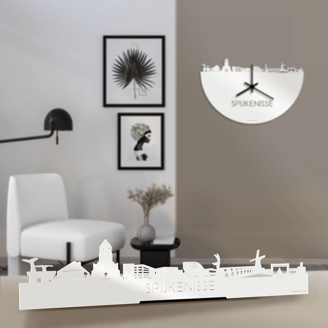 Standing Skyline Spijkenisse Wit glanzend gerecycled kunststof cadeau decoratie relatiegeschenk van WoodWideCities