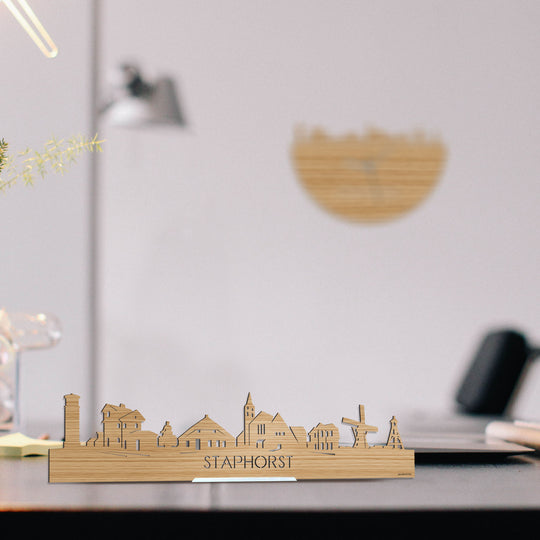 Standing Skyline Staphorst Bamboe houten cadeau decoratie relatiegeschenk van WoodWideCities