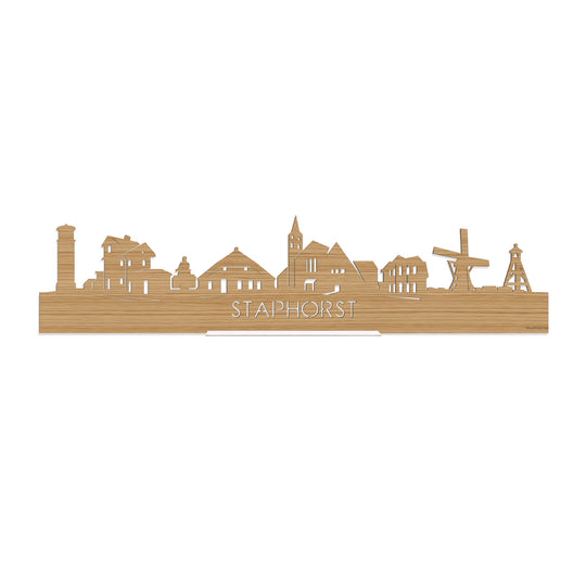Standing Skyline Staphorst Bamboe houten cadeau decoratie relatiegeschenk van WoodWideCities