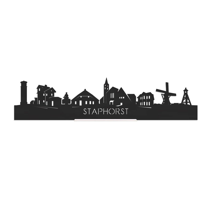 Standing Skyline Staphorst Zwart houten cadeau decoratie relatiegeschenk van WoodWideCities