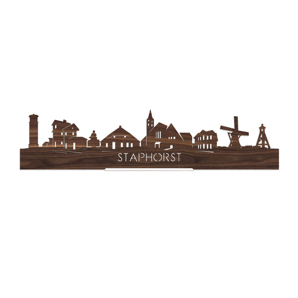 Standing Skyline Staphorst Noten houten cadeau decoratie relatiegeschenk van WoodWideCities