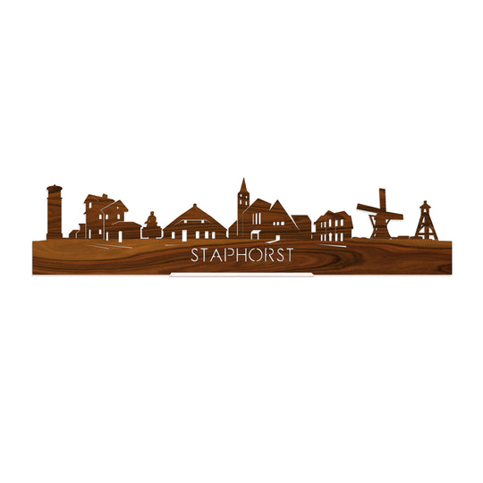 Standing Skyline Staphorst Palissander houten cadeau decoratie relatiegeschenk van WoodWideCities