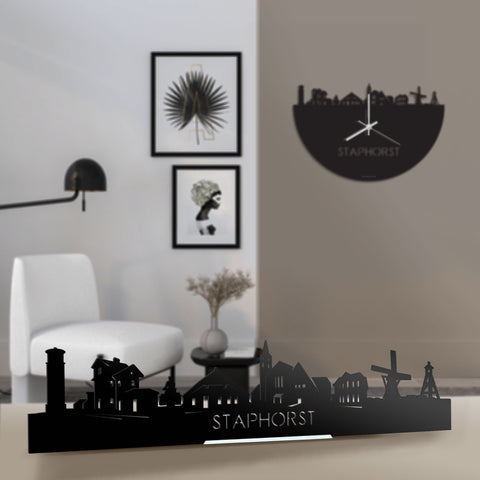 Standing Skyline Staphorst Zwart glanzend gerecycled kunststof cadeau decoratie relatiegeschenk van WoodWideCities