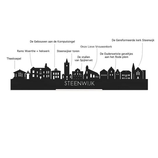 Standing Skyline Steenwijk Noten houten cadeau decoratie relatiegeschenk van WoodWideCities