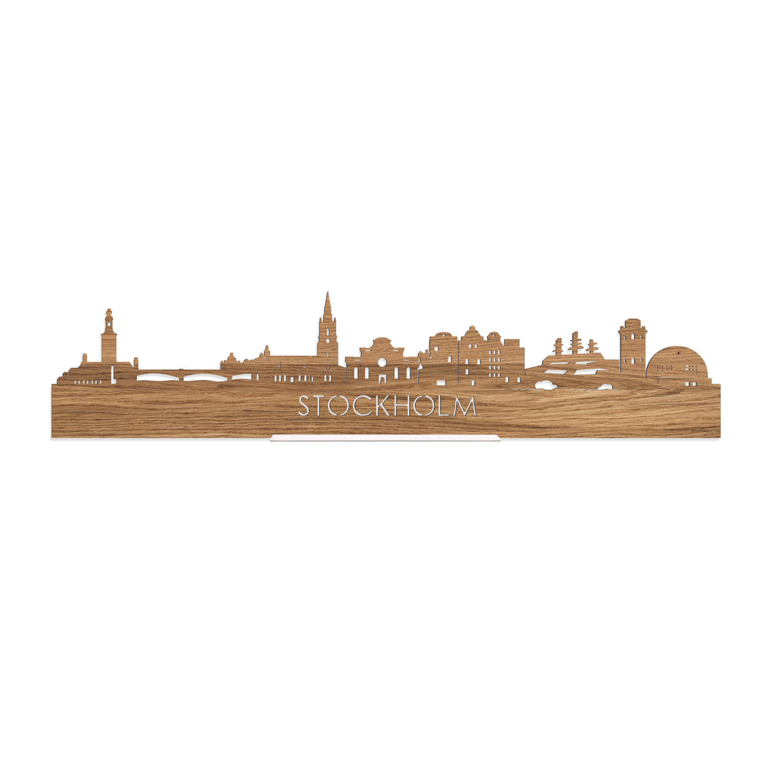 Standing Skyline Stockholm Eiken houten cadeau decoratie relatiegeschenk van WoodWideCities