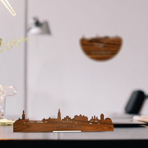 Standing Skyline Stockholm Palissander houten cadeau decoratie relatiegeschenk van WoodWideCities