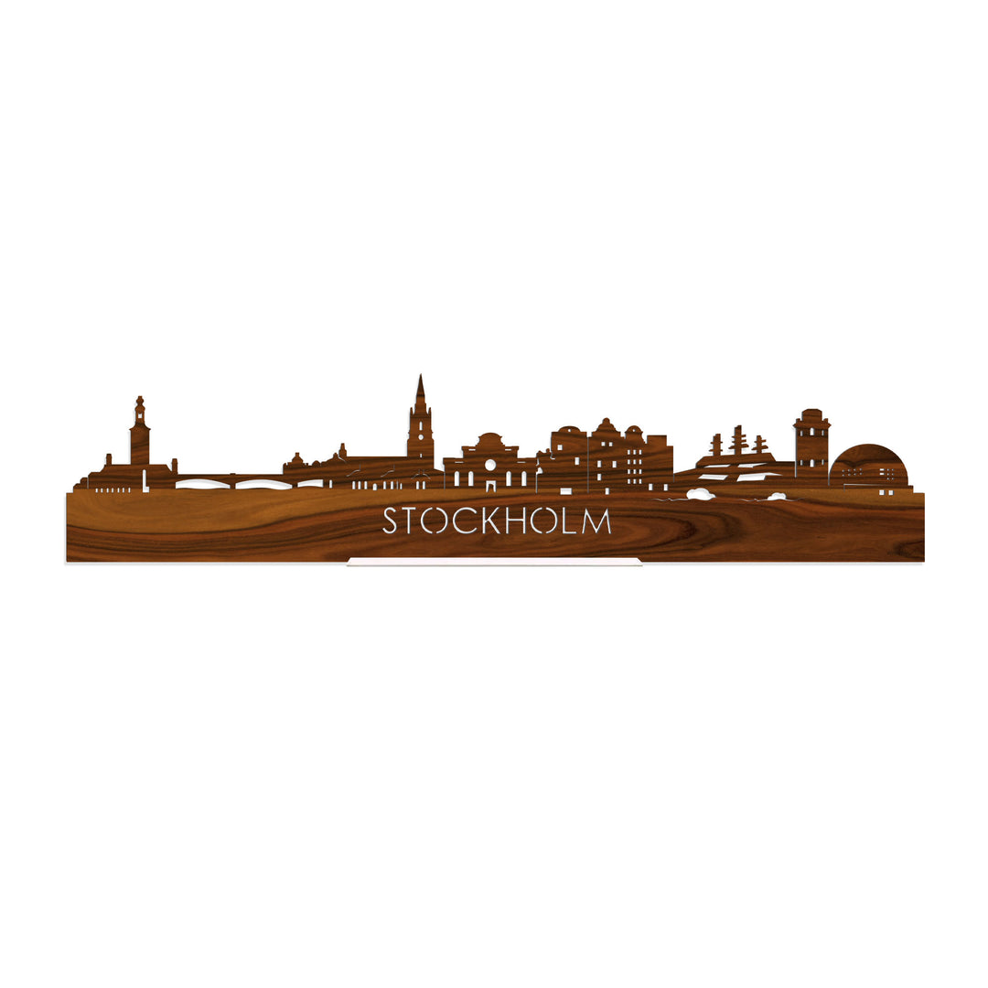 Standing Skyline Stockholm Palissander houten cadeau decoratie relatiegeschenk van WoodWideCities