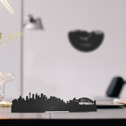 Standing Skyline Sydney Zwart houten cadeau decoratie relatiegeschenk van WoodWideCities