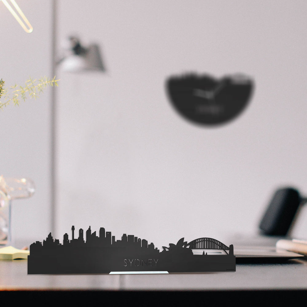 Standing Skyline Sydney Zwart houten cadeau decoratie relatiegeschenk van WoodWideCities