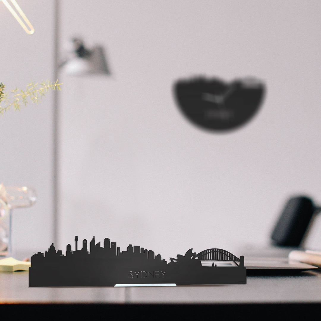 Standing Skyline Sydney Zwart houten cadeau decoratie relatiegeschenk van WoodWideCities