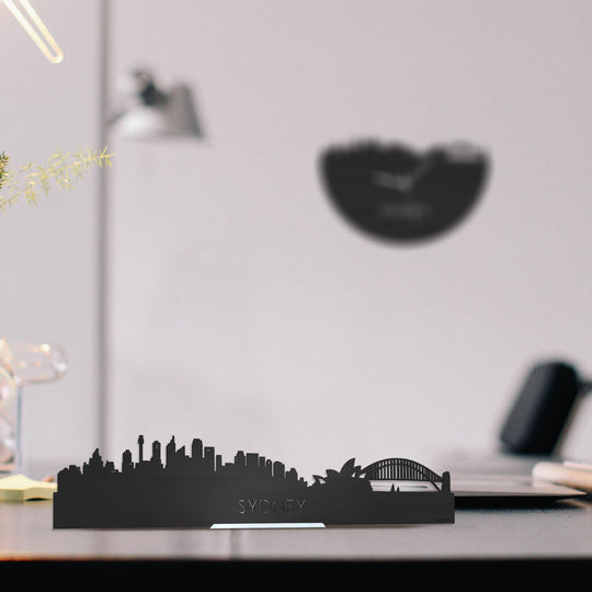 Standing Skyline Sydney Zwart houten cadeau decoratie relatiegeschenk van WoodWideCities