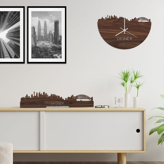 Standing Skyline Sydney Noten houten cadeau decoratie relatiegeschenk van WoodWideCities