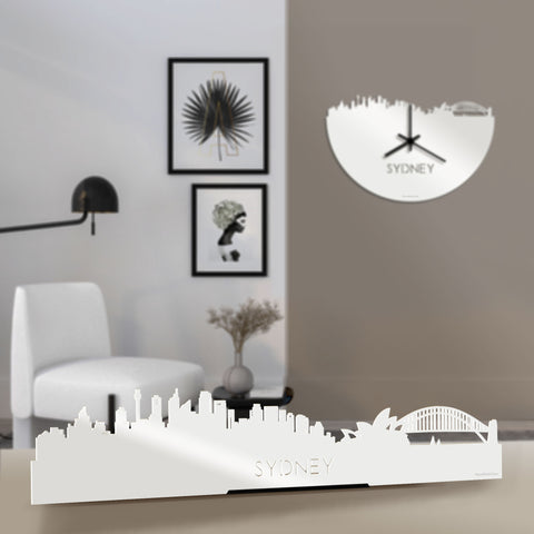 Standing Skyline Sydney Wit glanzend gerecycled kunststof cadeau decoratie relatiegeschenk van WoodWideCities