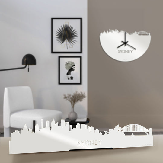 Standing Skyline Sydney Wit glanzend gerecycled kunststof cadeau decoratie relatiegeschenk van WoodWideCities