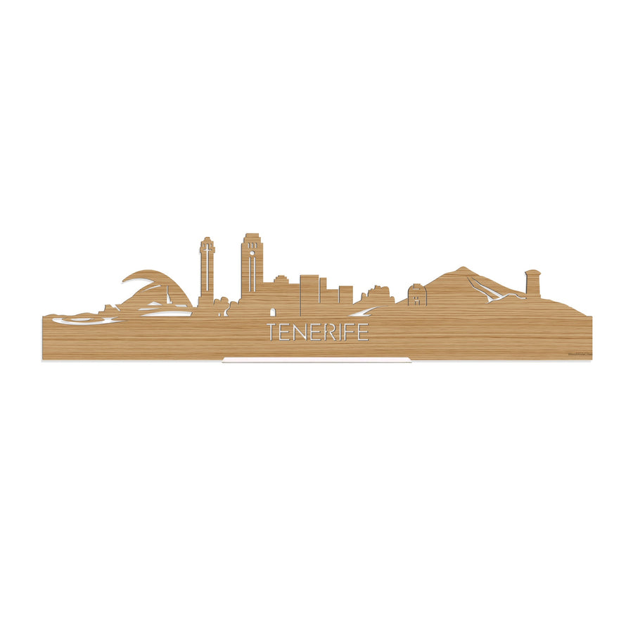 Standing Skyline Tenerife Bamboe houten cadeau decoratie relatiegeschenk van WoodWideCities