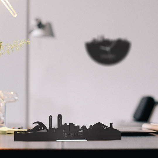 Standing Skyline Tenerife Zwart houten cadeau decoratie relatiegeschenk van WoodWideCities
