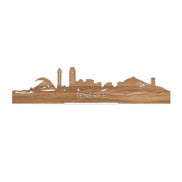 Standing Skyline Tenerife Eiken houten cadeau decoratie relatiegeschenk van WoodWideCities